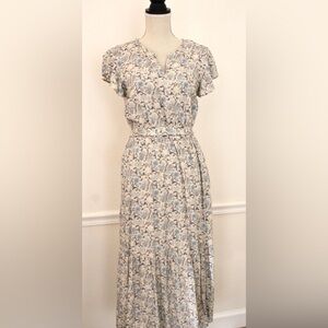 Lucky Brand Floral Midi Dress - Blue and Cream
